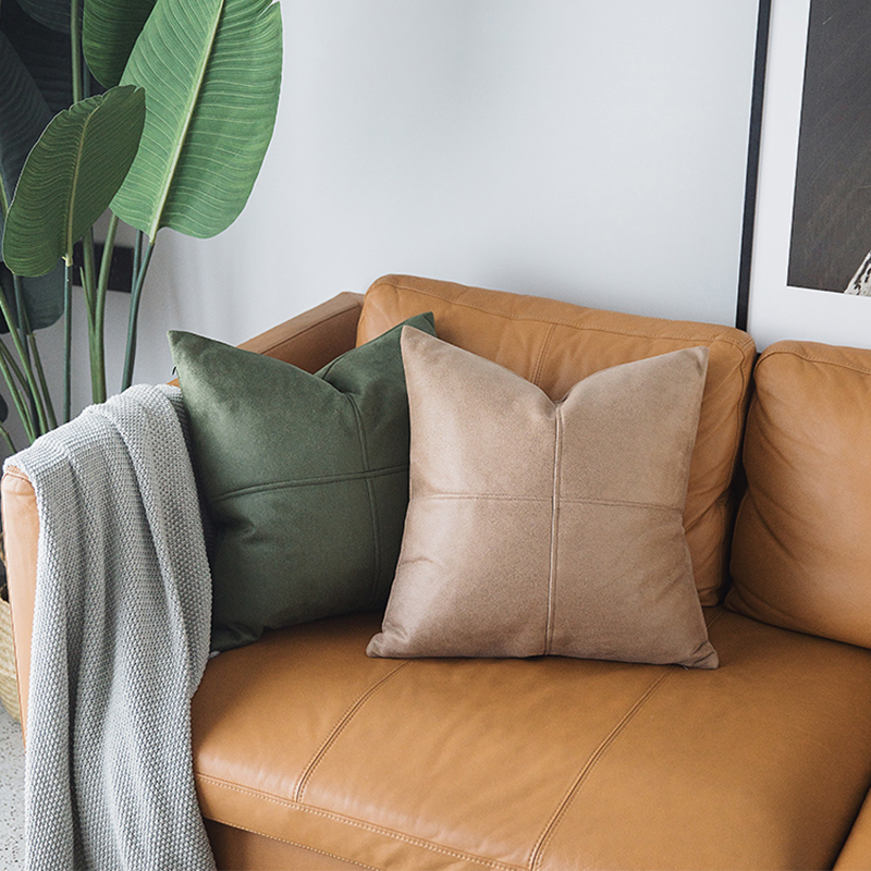 Monad Nordic Decoration Imitation Faux, Faux Leather Sofa Cushion Covers